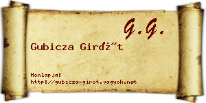 Gubicza Girót névjegykártya